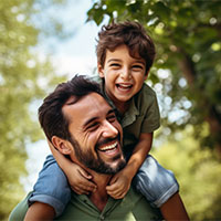 Man with his son on his shoulders