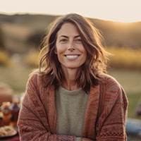 Woman outside looking peaceful